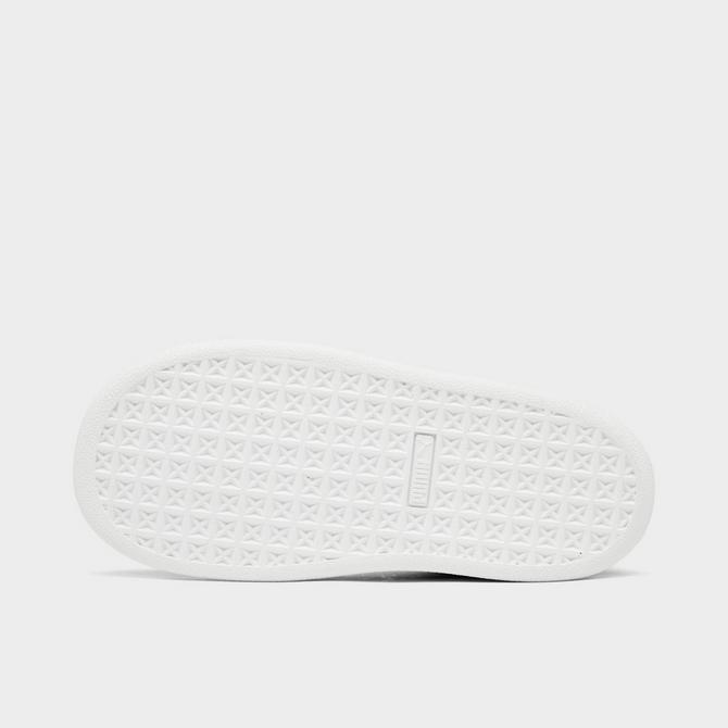Bottom view of Boys' Toddler Puma Suede Casual Shoes in Black/White/Gum Click to zoom