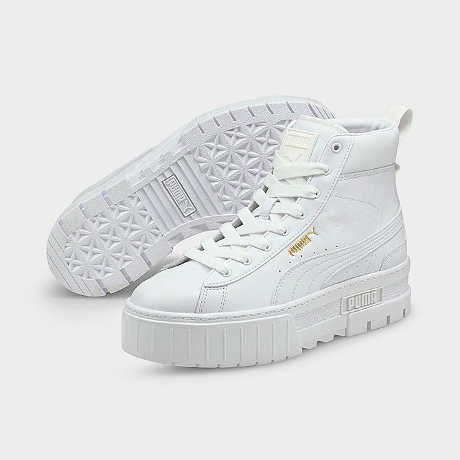 Three Quarter view of Women's Puma Mayze Mid Casual Shoes in Puma White Click to zoom