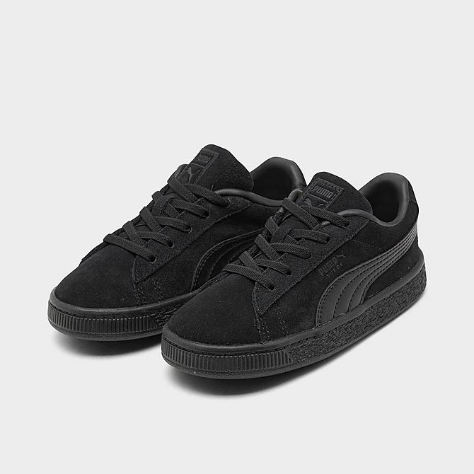 Three Quarter view of Boys' Toddler Puma Suede Casual Shoes in Black Click to zoom