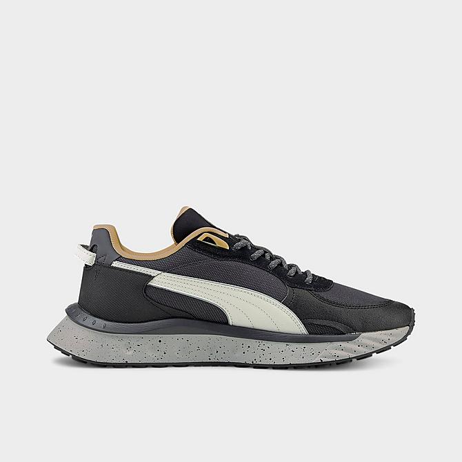 Front view of Men's Puma Wild Rider Winter Casual Shoes in Black/Grey/Bone Click to zoom