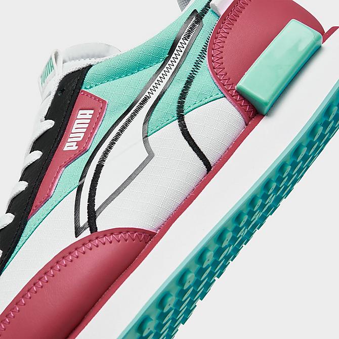 Front view of Big Kids' Puma Future Rider Twofold Sneakers in Puma White/Bright Rose Click to zoom