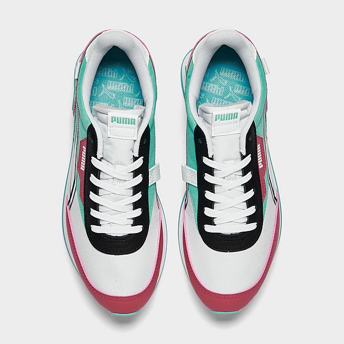 Back view of Big Kids' Puma Future Rider Twofold Sneakers in Puma White/Bright Rose Click to zoom