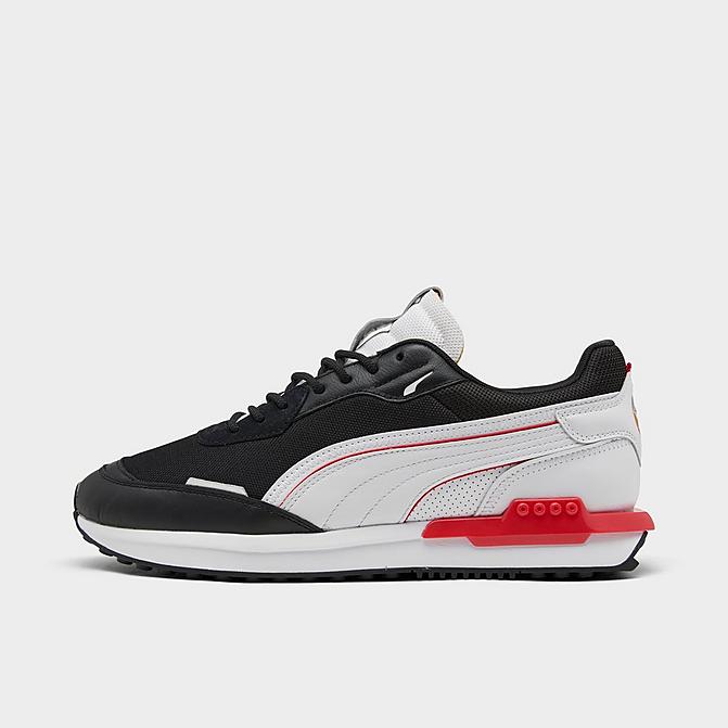 Right view of Men's Puma City Rider Casual Shoes in Puma Black/Puma White/High Risk Red Click to zoom