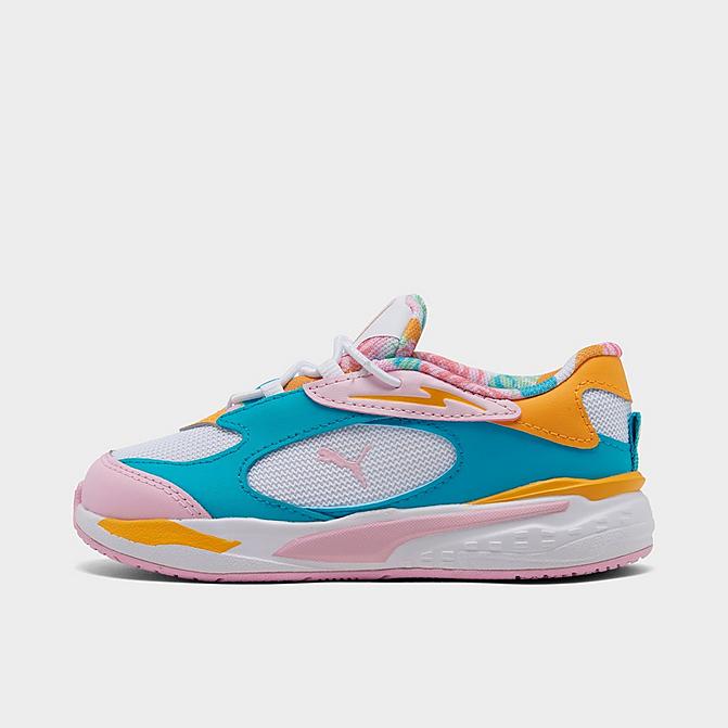 Right view of Girls' Toddler Puma RS-Fast Flower Casual Shoes in Pink/Teal/Multi Click to zoom