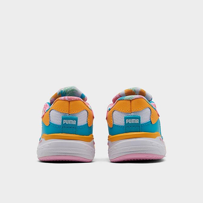 Left view of Girls' Toddler Puma RS-Fast Flower Casual Shoes in Pink/Teal/Multi Click to zoom