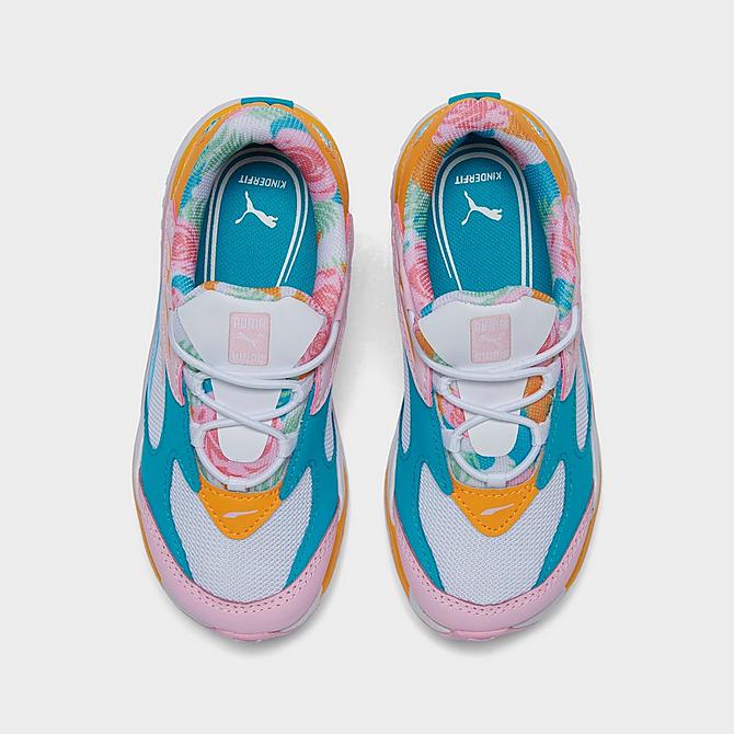 Back view of Girls' Toddler Puma RS-Fast Flower Casual Shoes in Pink/Teal/Multi Click to zoom