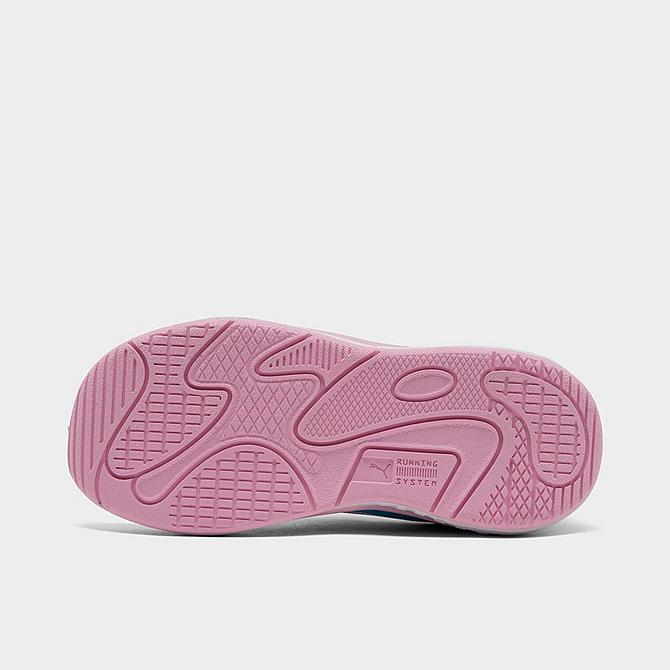 Bottom view of Girls' Toddler Puma RS-Fast Flower Casual Shoes in Pink/Teal/Multi Click to zoom
