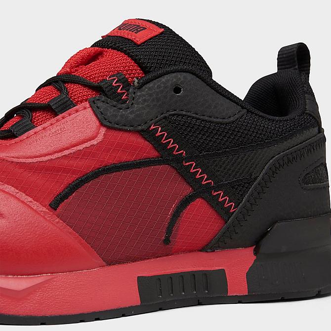 Front view of Boys' Little Kids' Puma Mirage Tech Casual Shoes in Red/Black Click to zoom