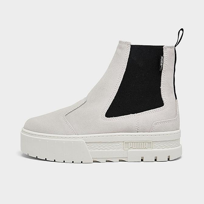 Right view of Women's Puma Mayze Suede Platform Chelsea Boots in Marshmallow Click to zoom