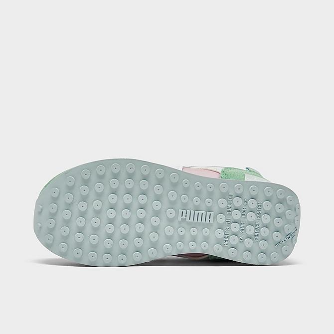 Bottom view of Girls' Toddler Puma Future Rider Play On Casual Shoes in Bok Choy/Puma White Click to zoom