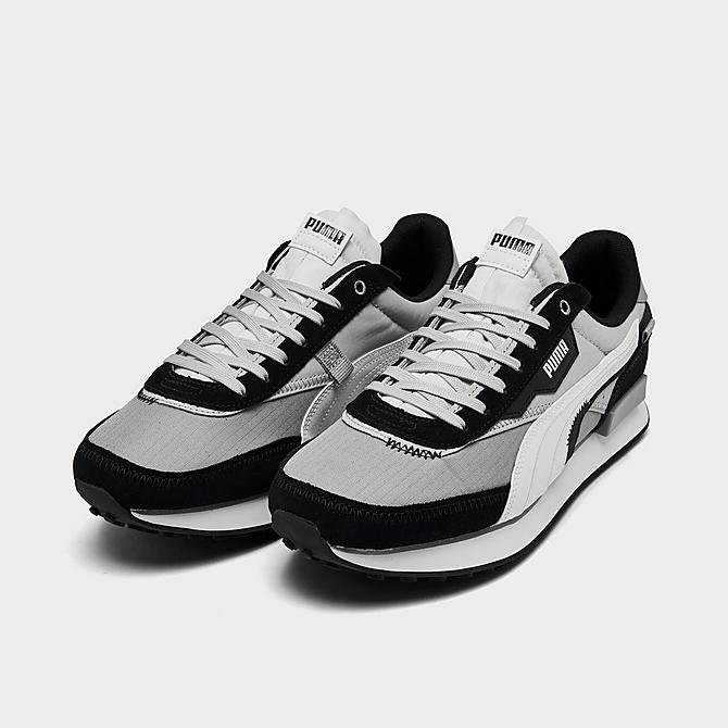 Three Quarter view of Men's Puma Future Rider Displaced Casual Shoes in Grey/Black Click to zoom