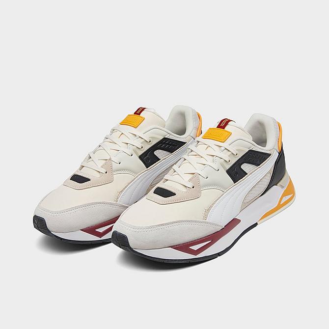 Three Quarter view of Men's Puma Mirage Sport Remix Casual Shoes in White/Cream/Dark Red/Bright Yellow Click to zoom
