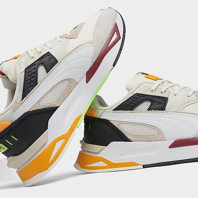 Front view of Men's Puma Mirage Sport Remix Casual Shoes in White/Cream/Dark Red/Bright Yellow Click to zoom