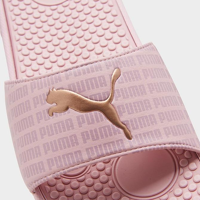 Front view of Women's Puma Cool Cat Echo Slide Sandals in Lotus/Rose Gold Click to zoom