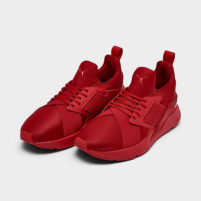 Three Quarter view of Women's Puma Muse X5 Metallic Casual Shoes in High Risk Red/High Risk Red Click to zoom