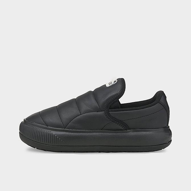 Right view of Women's Puma Suede Mayu Slip-On Leather Casual Shoes in Puma Black/Pristine Click to zoom