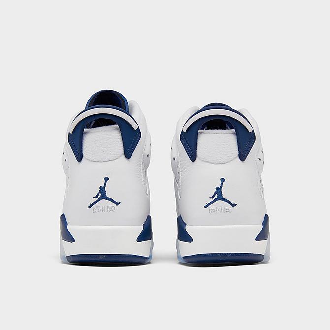 Left view of Big Kids' Air Jordan Retro 6 Basketball Shoes in White/Midnight Navy Click to zoom
