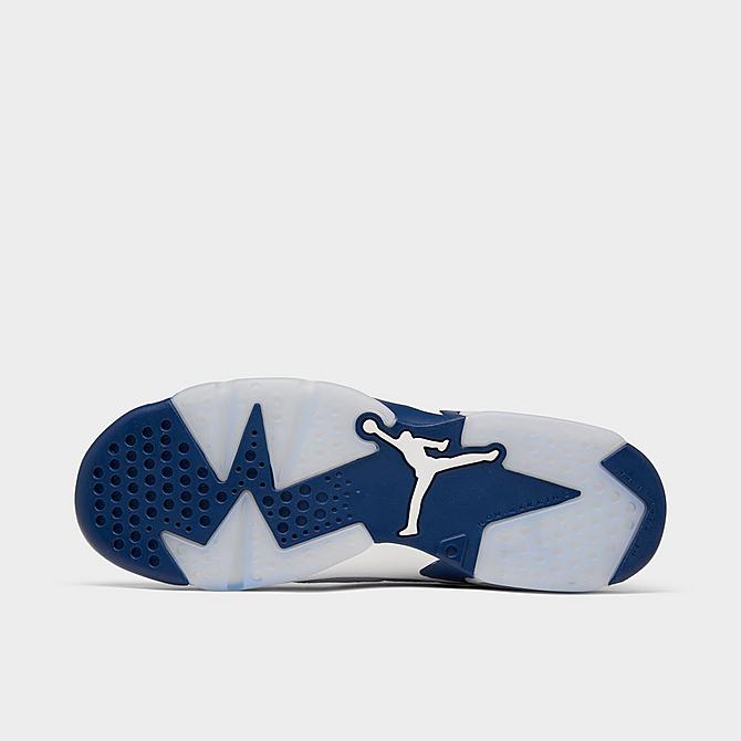 Bottom view of Big Kids' Air Jordan Retro 6 Basketball Shoes in White/Midnight Navy Click to zoom