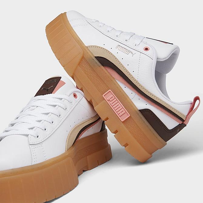 Front view of Women's Puma Mayze Triplex Casual Shoes in White/Gum/Pink/Brown Click to zoom