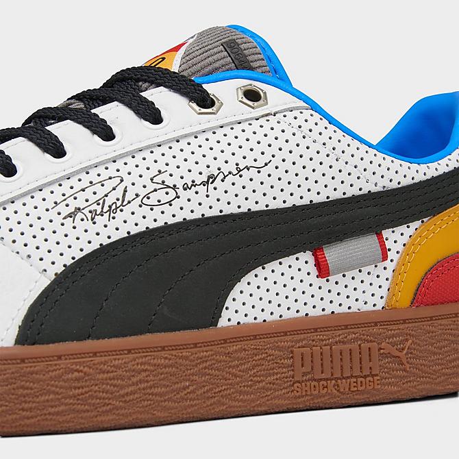 Front view of Men's Puma Ralph Sampson 70 Low Street By Nature Casual Shoes in Puma White/Puma Black/Red/Yellow/Blue/Grey Click to zoom