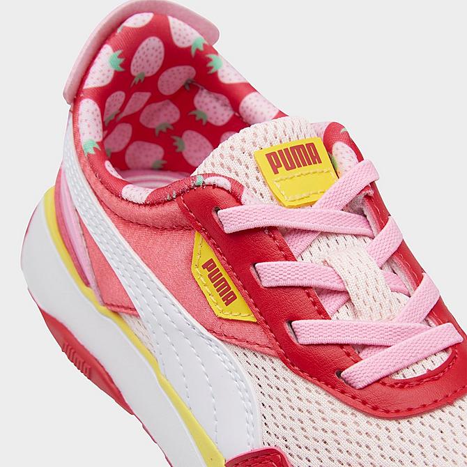 Front view of Girls' Toddler Puma Cruise Rider Summer Treat Casual Shoes in Pink/White/Red Click to zoom