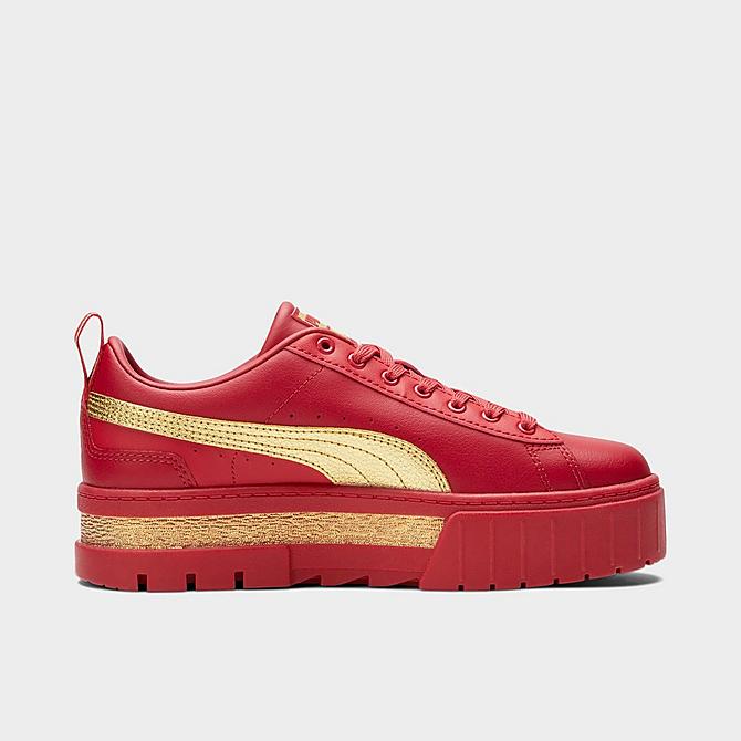Front view of Women's Puma Mayze I Am Determined Casual Shoes in American Beauty/Puma Team Gold Click to zoom