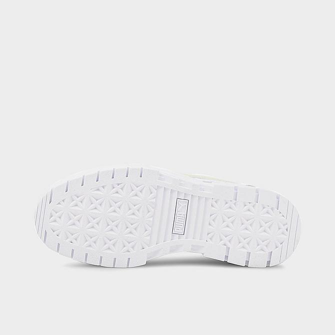 Bottom view of Women's Puma Mayze Leather Pop Casual Shoes in Puma White/Arctic Ice Click to zoom