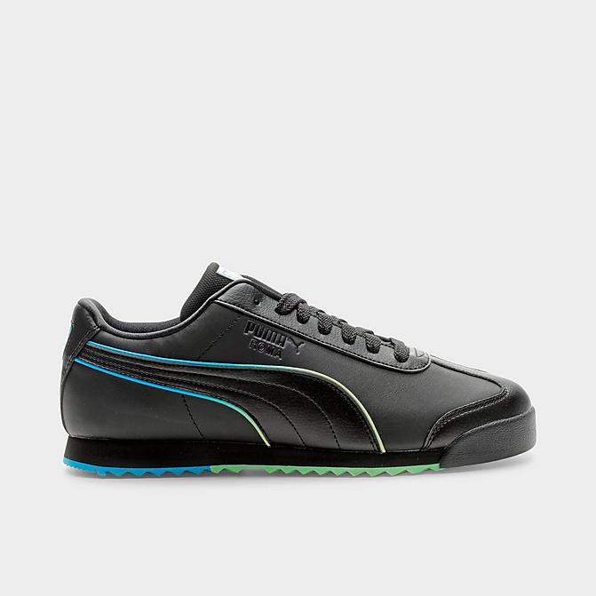 Right view of Men's Puma Roma LS Casual Shoes in Black/Blue/Green Click to zoom