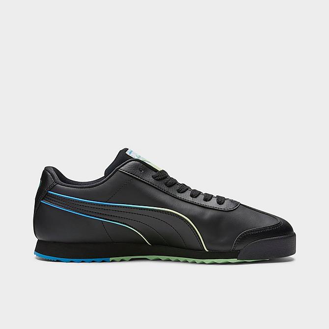 Front view of Men's Puma Roma LS Casual Shoes in Black/Blue/Green Click to zoom