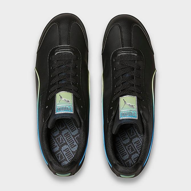 Back view of Men's Puma Roma LS Casual Shoes in Black/Blue/Green Click to zoom