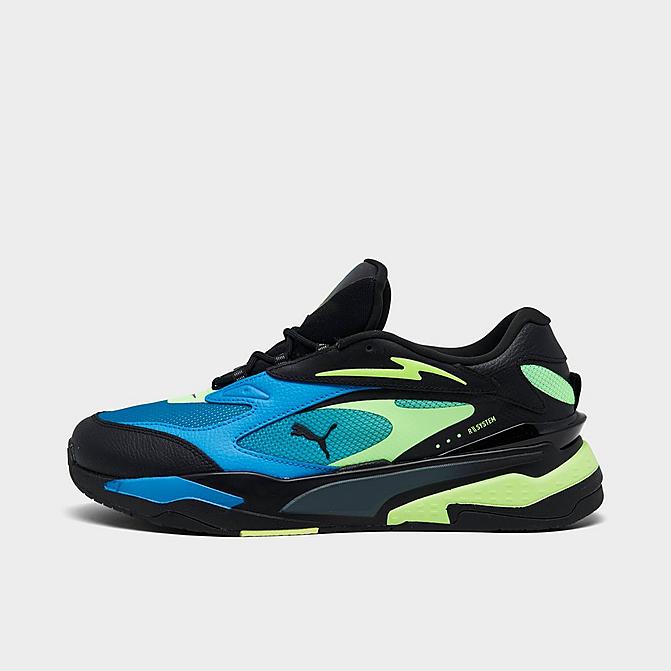 Right view of Men's Puma RS-Fast LS Casual Shoes in Puma Black/Blue/Electric Green Click to zoom