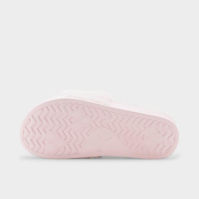 Bottom view of Women's Puma Leadcat 2.0 Fluff Slide Sandals in Chalk Pink/Puma White Click to zoom