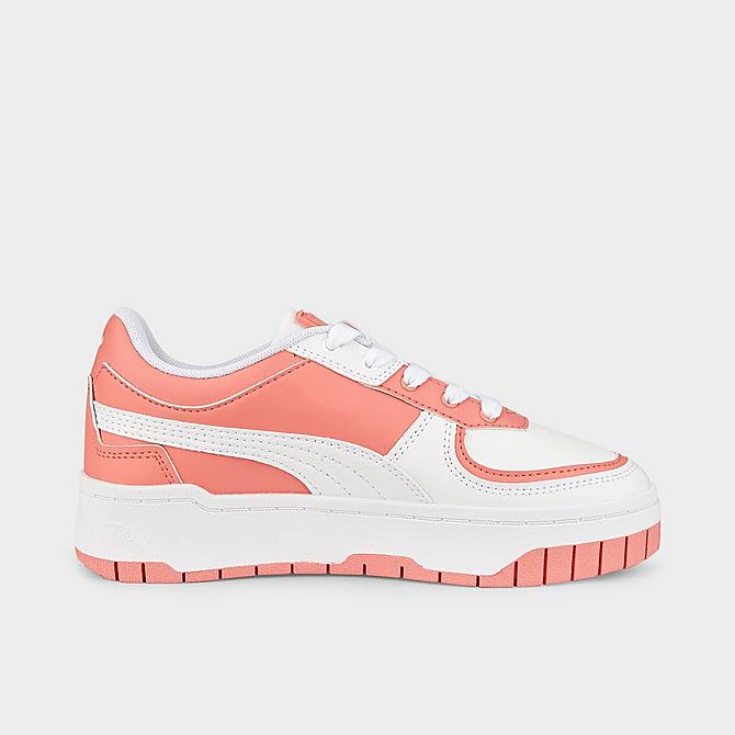 Front view of Women's Puma Cali Dream Tweak Dissimilar Platform Casual Shoes in Puma White/Carnation Pink Click to zoom