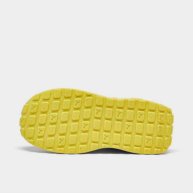 Bottom view of Girls' Toddler Puma Cruise Rider Pop Glitch Casual Shoes in White/Lemon Sherbert/Nitro Blue Click to zoom