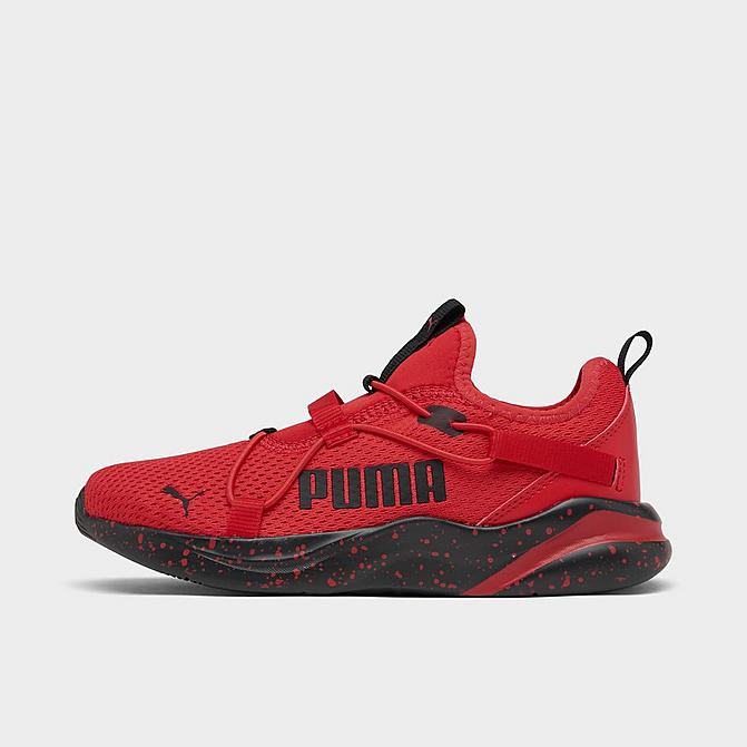 Right view of Boys' Little Kids' Puma Softride Rift Training Shoes in Red/Black Click to zoom