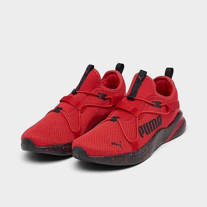 Three Quarter view of Boys' Little Kids' Puma Softride Rift Training Shoes in Red/Black Click to zoom