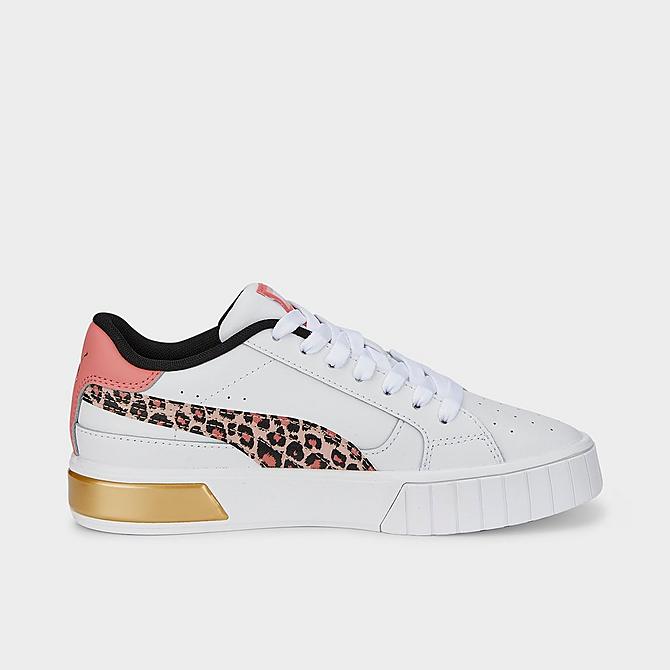Front view of Girls' Big Kids' Puma Cali Star Wild Casual Shoes in White/Pink Click to zoom