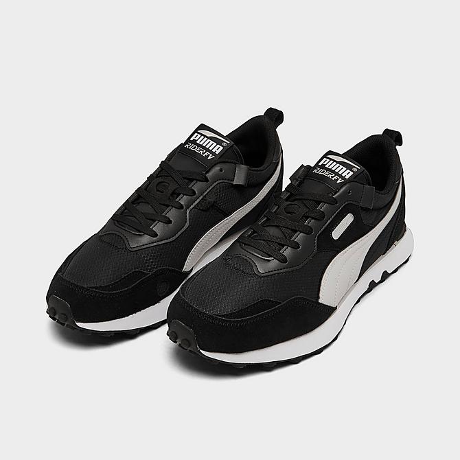 Three Quarter view of Men's Puma Rider Future Vintage Casual Shoes in Black/White Click to zoom