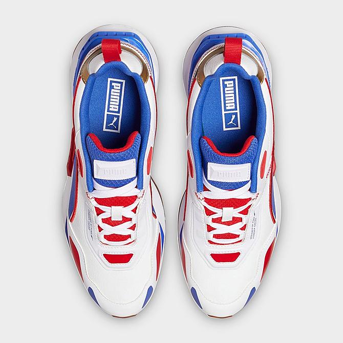 Left view of Men's Puma Mirage Tech Casual Shoes in Puma White/Strong Blue/High Risk Red Click to zoom