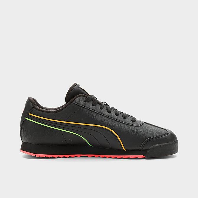 Front view of Big Kids' Puma Roma Lava Casual Shoes in Black/Multi Click to zoom