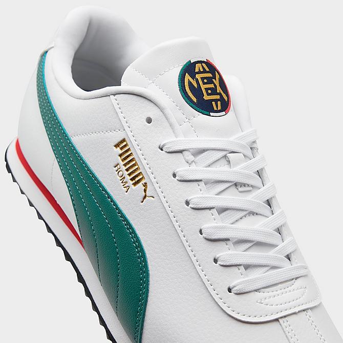Front view of Men's Puma Roma Basic Gum Casual Shoes in White/Green/Red Click to zoom