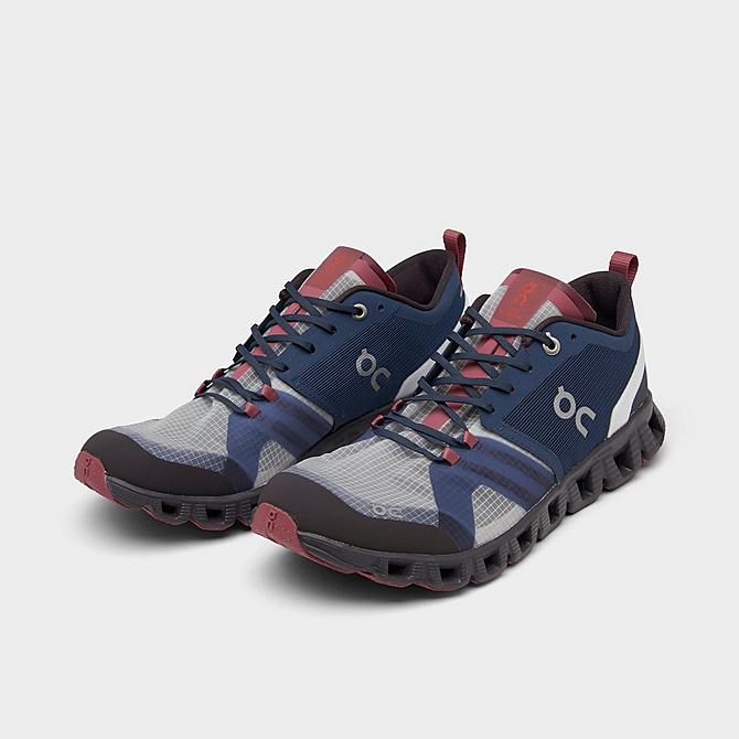 Three Quarter view of Women's On Cloud X Shift Running Shoes in Ink/Cherry Click to zoom