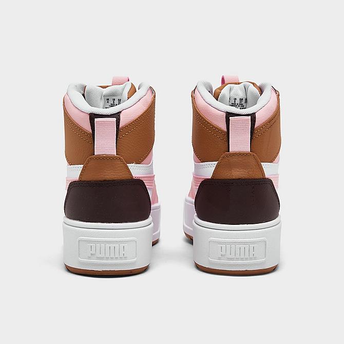 Left view of Girls' Big Kids' Puma Karmen Rebelle Mid Casual Shoes in White/Pink/Brown/Tan Click to zoom