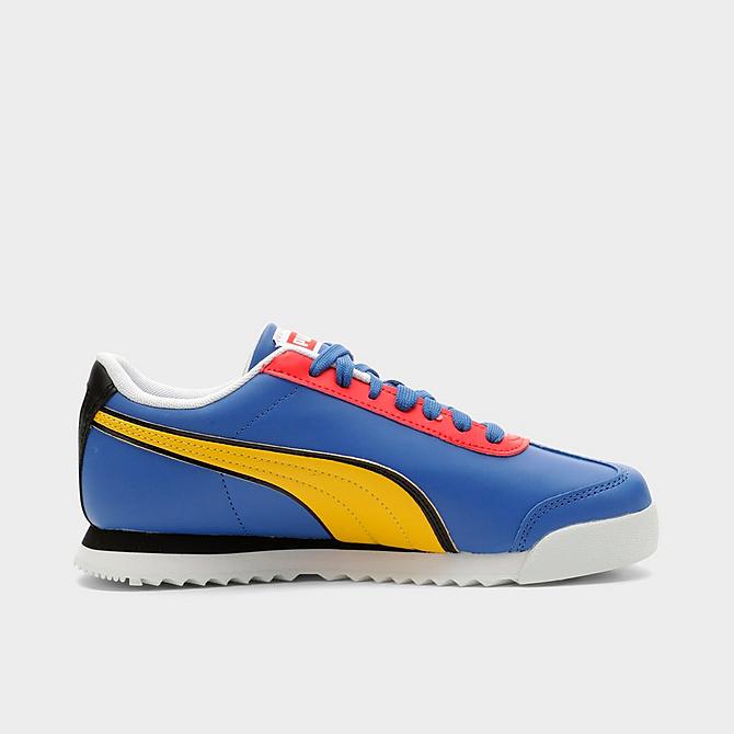 Front view of Big Kids' Puma Roma Primary Casual Shoes in Royal Sapphire/Pelé Yellow/Puma Black Click to zoom
