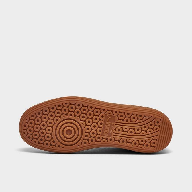 Red pumas with brown bottom sales