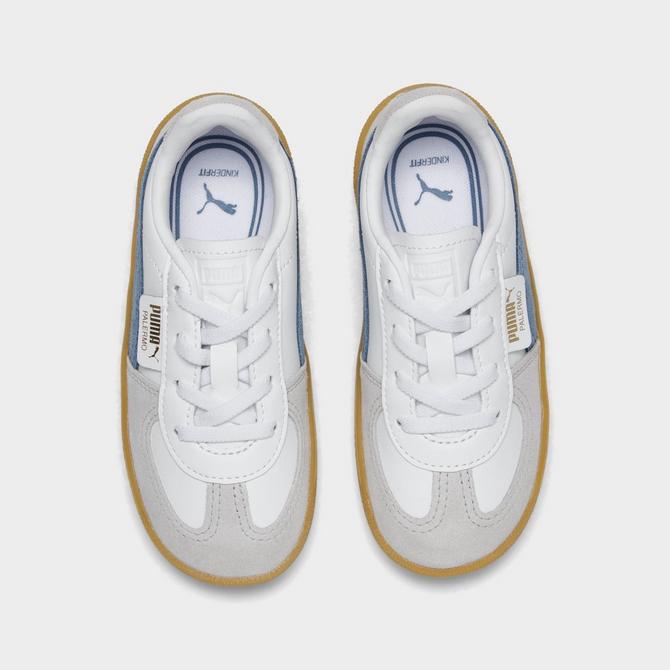 Back view of Kids' Toddler Puma Palermo Casual Shoes in White/Blue Horizon/Gum Click to zoom