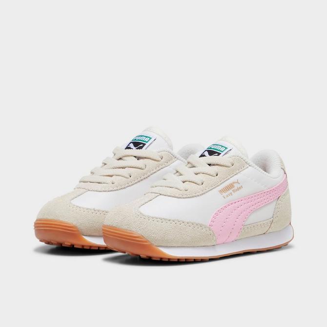 Three Quarter view of Kids' Toddler Puma Easy Rider Vintage Casual Shoes in Sugared Almond/Pink Lilac Click to zoom