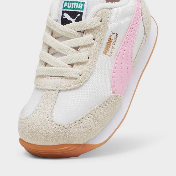 Front view of Kids' Toddler Puma Easy Rider Vintage Casual Shoes in Sugared Almond/Pink Lilac Click to zoom