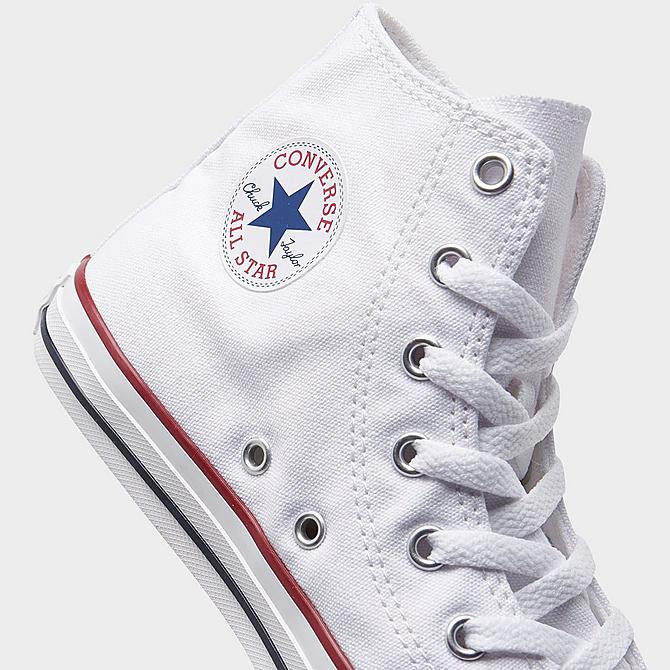 Front view of Little Kids' Converse Chuck Taylor Hi Top Casual Shoes in White Click to zoom