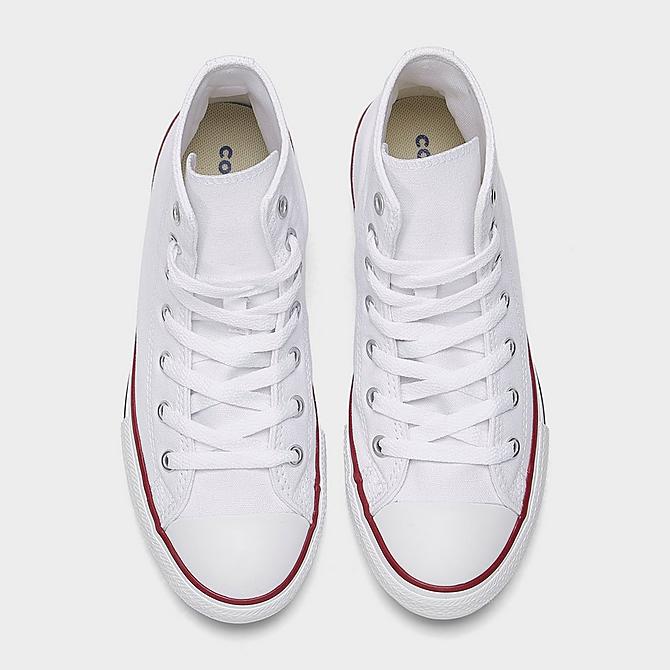 Back view of Little Kids' Converse Chuck Taylor Hi Top Casual Shoes in White Click to zoom